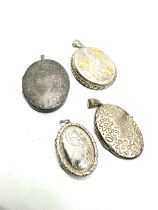 4 vintage silver lockets largest measures appro 5.2cm drop by 3.2cm wide weight 38g