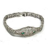 10ct white gold diamond & diopside bracelet weight 7.1g