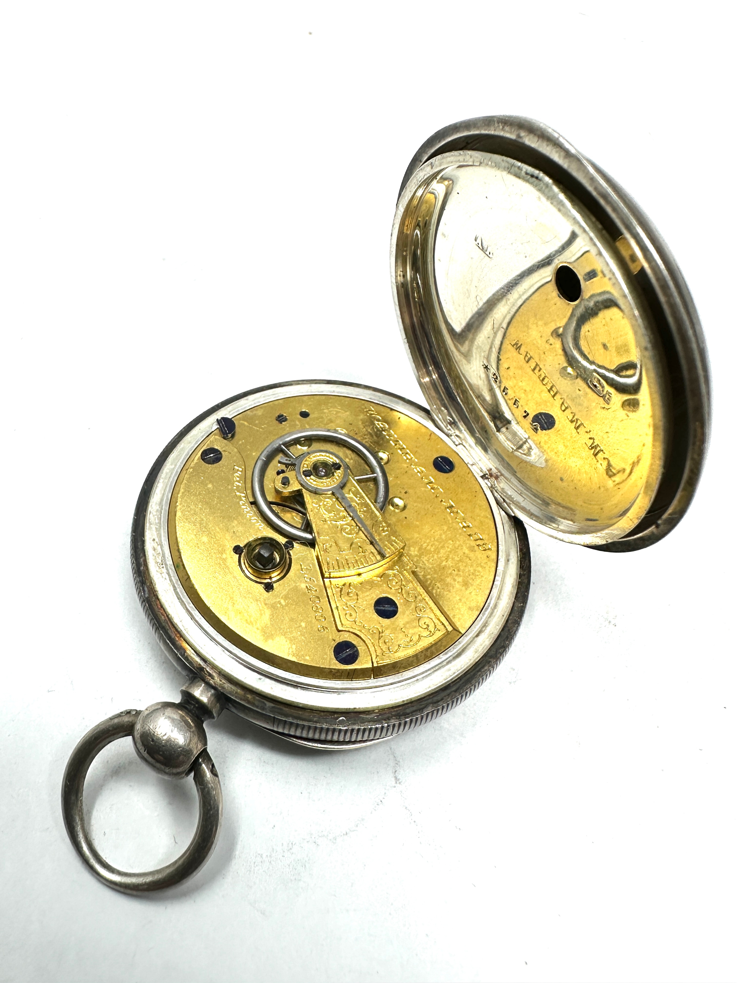 Antique silver open face pocket watch waltham mass movement the watch is ticking - Image 4 of 5