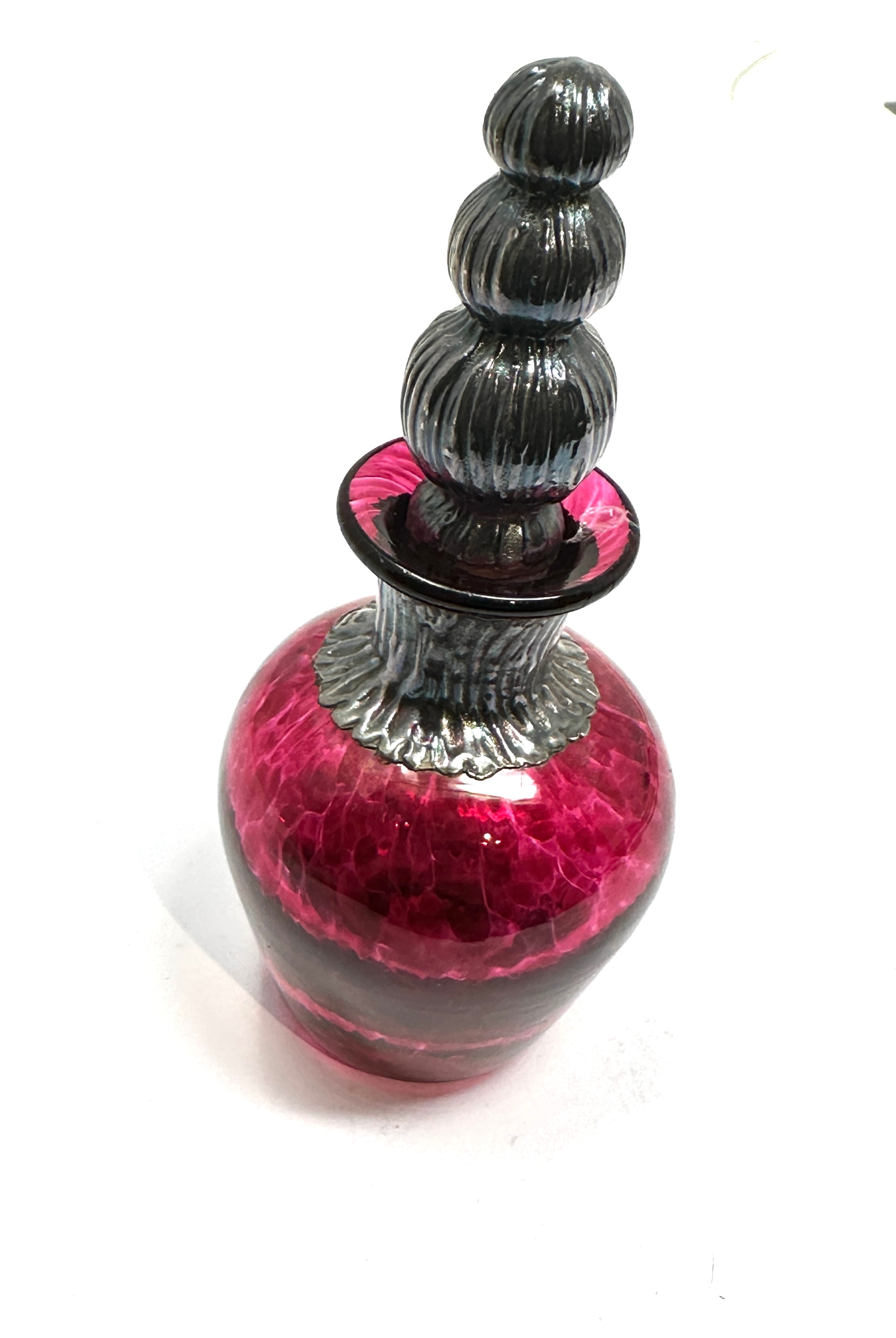 Art Glass And Silver overlay Mounted Perfume Bottle measures approx height approx 11cm in good - Image 2 of 3