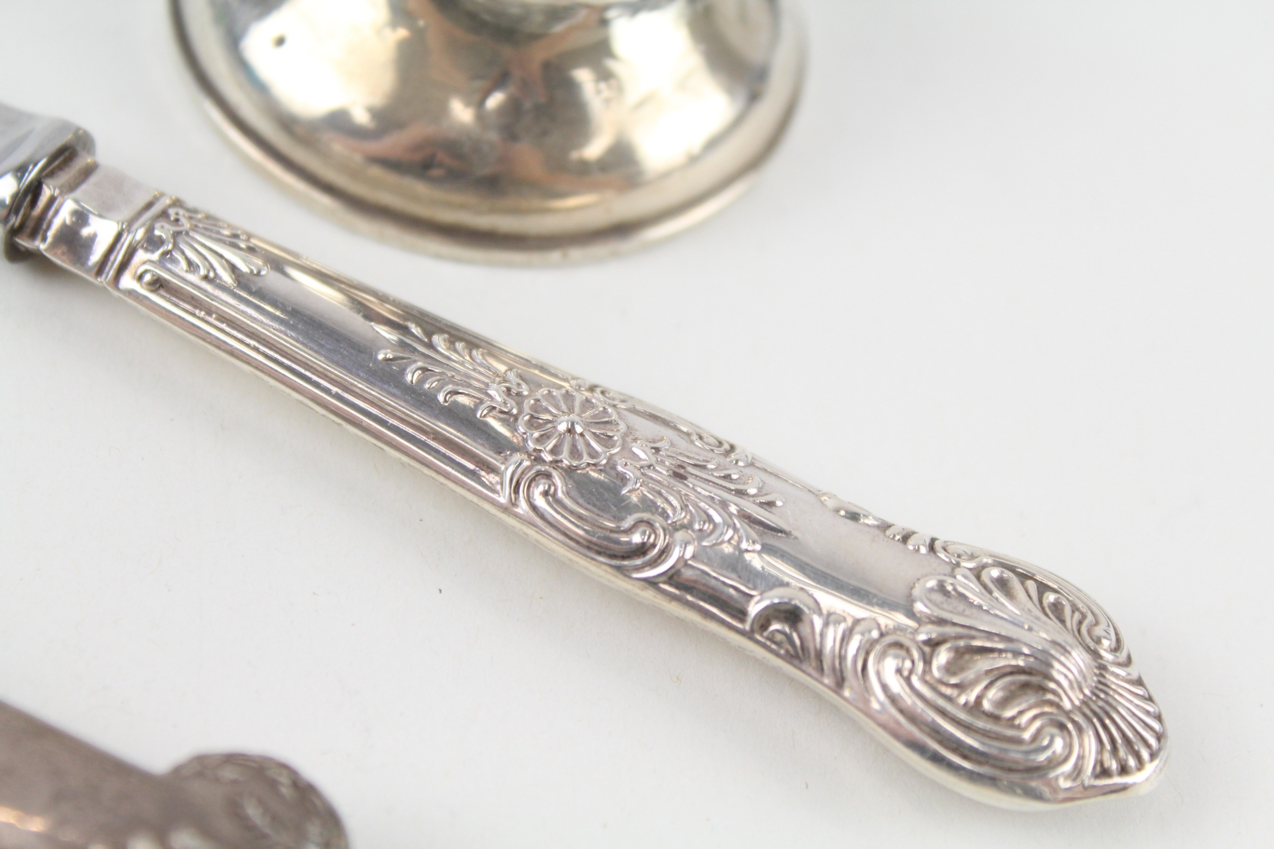 3 x .925 sterling desk accessories inc inkwell, letter opener, magnifying glass - Image 3 of 5