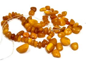 Vintage egg yolk amber necklace for restring weight 34g