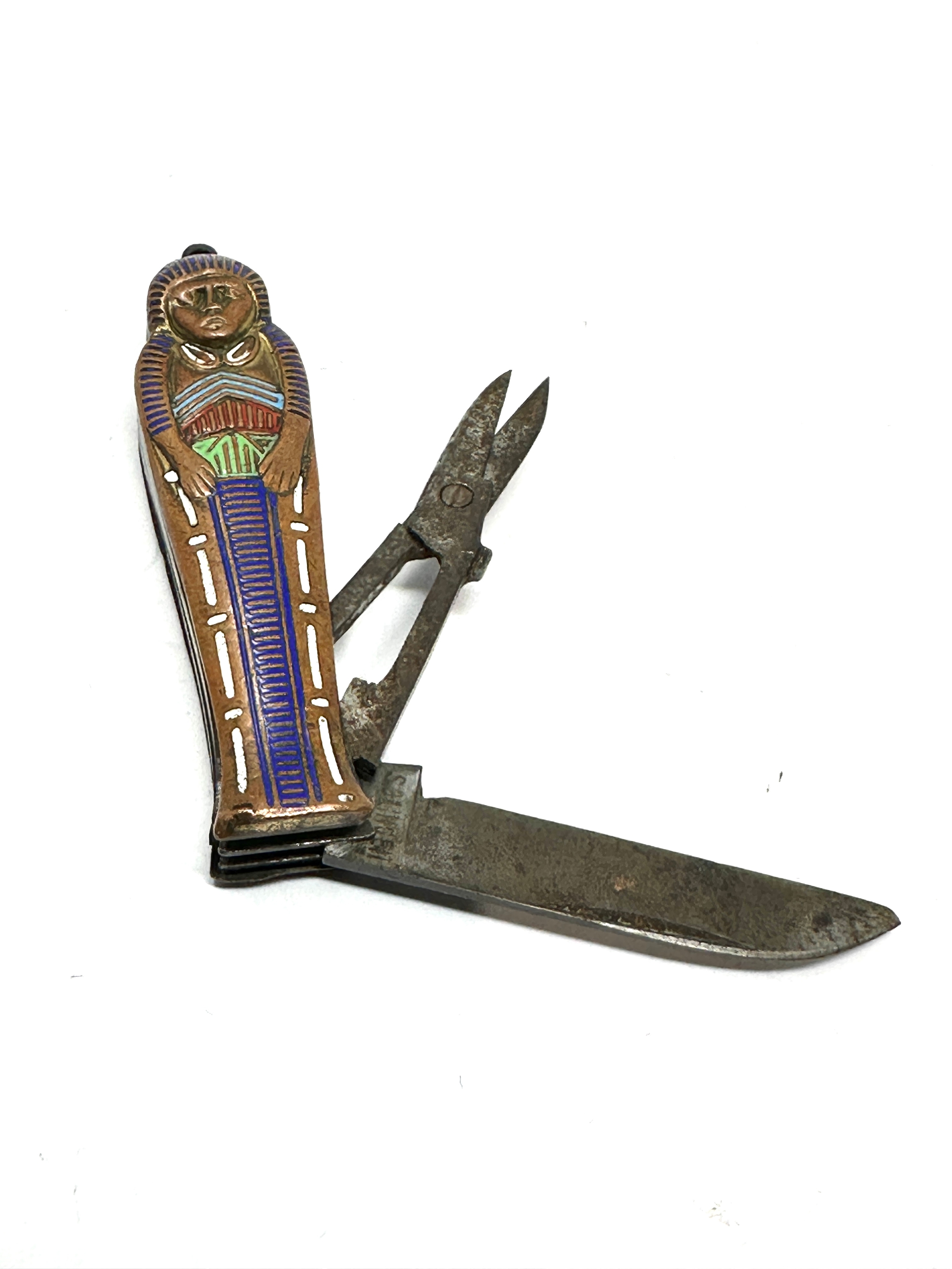 Vintage enamel egyptian revival pen knife - Image 3 of 4