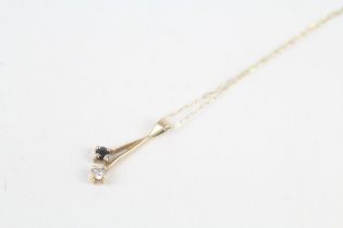 9ct gold sapphire & diamond drop pendant necklace