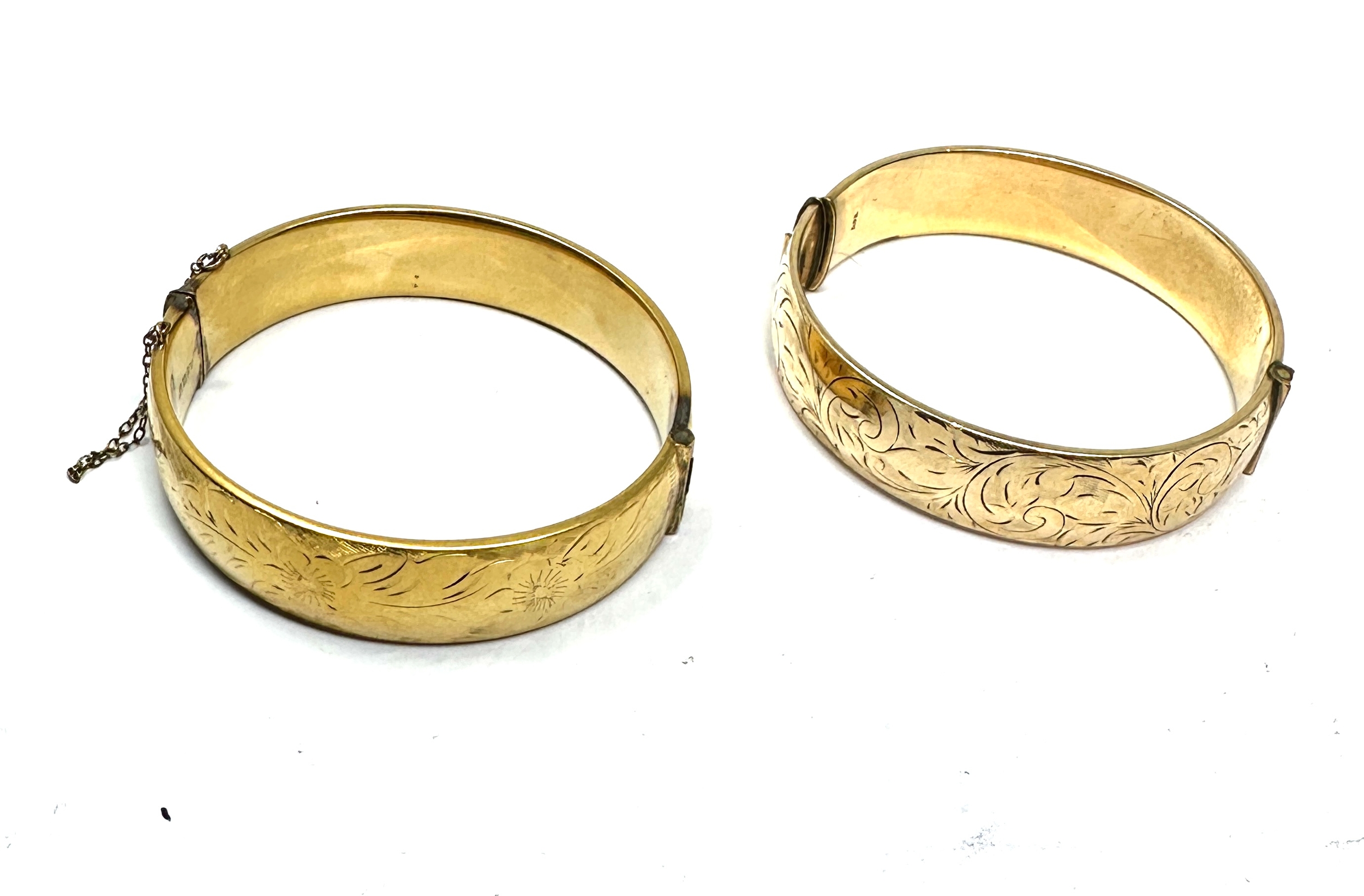 2 Vintage rolled gold 1/5 9ct gold bangles weight 62g