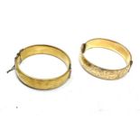 2 Vintage rolled gold 1/5 9ct gold bangles weight 62g