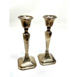 Pair silver candlesticks birmingham silver hallmarks 1938 measure approx height 15cm