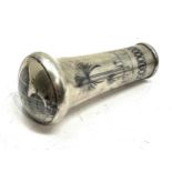 Antique niello silver walking stick handle measures approx 9cm long top measures approx 3.8cm dia