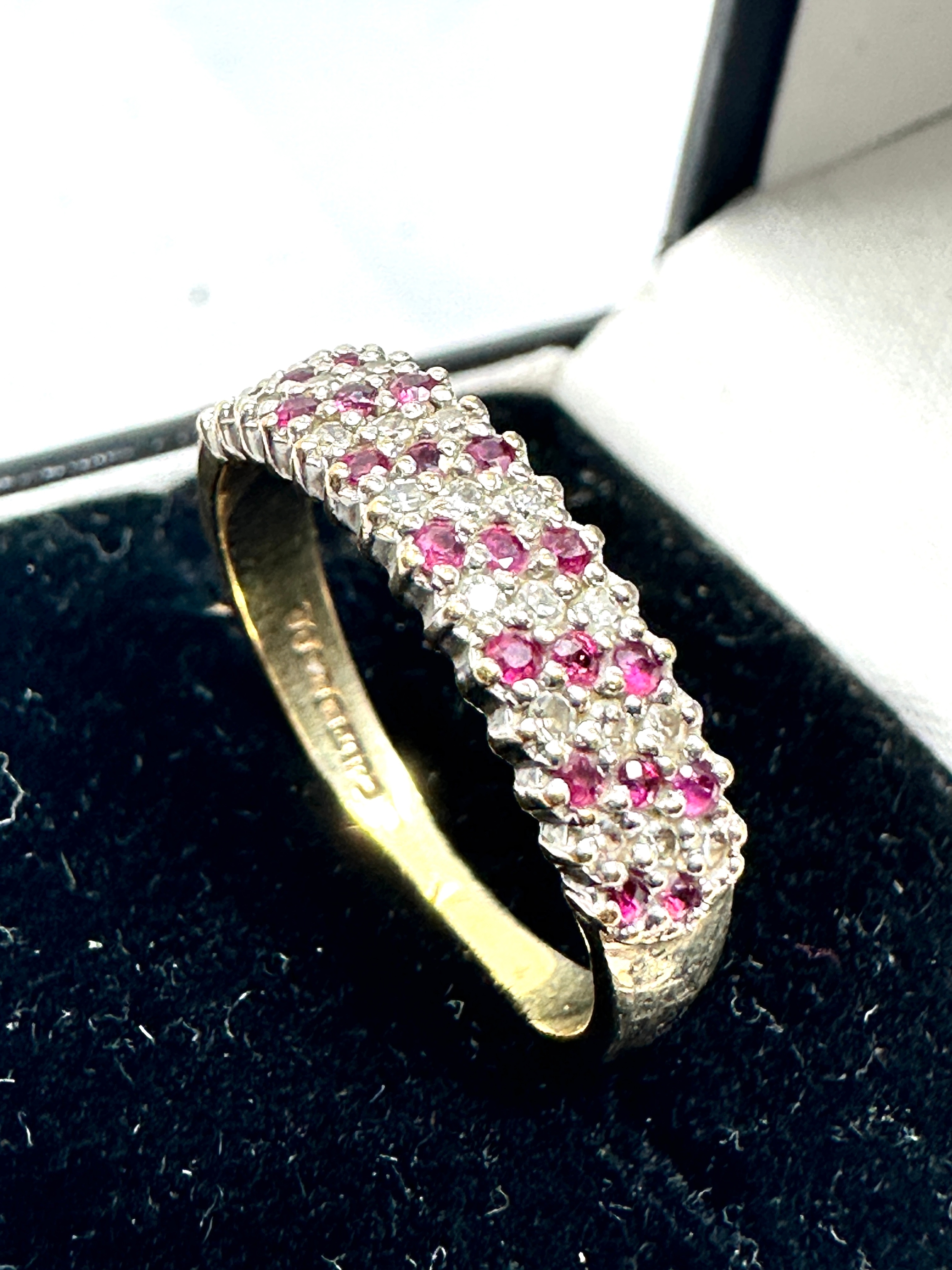 9ct gold Amethyst & diamond ring weight 2.5g - Image 3 of 4