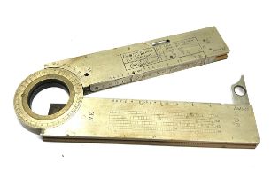 Fine rare early 19th century folding measure scientific instrument complete measures approx 18cm