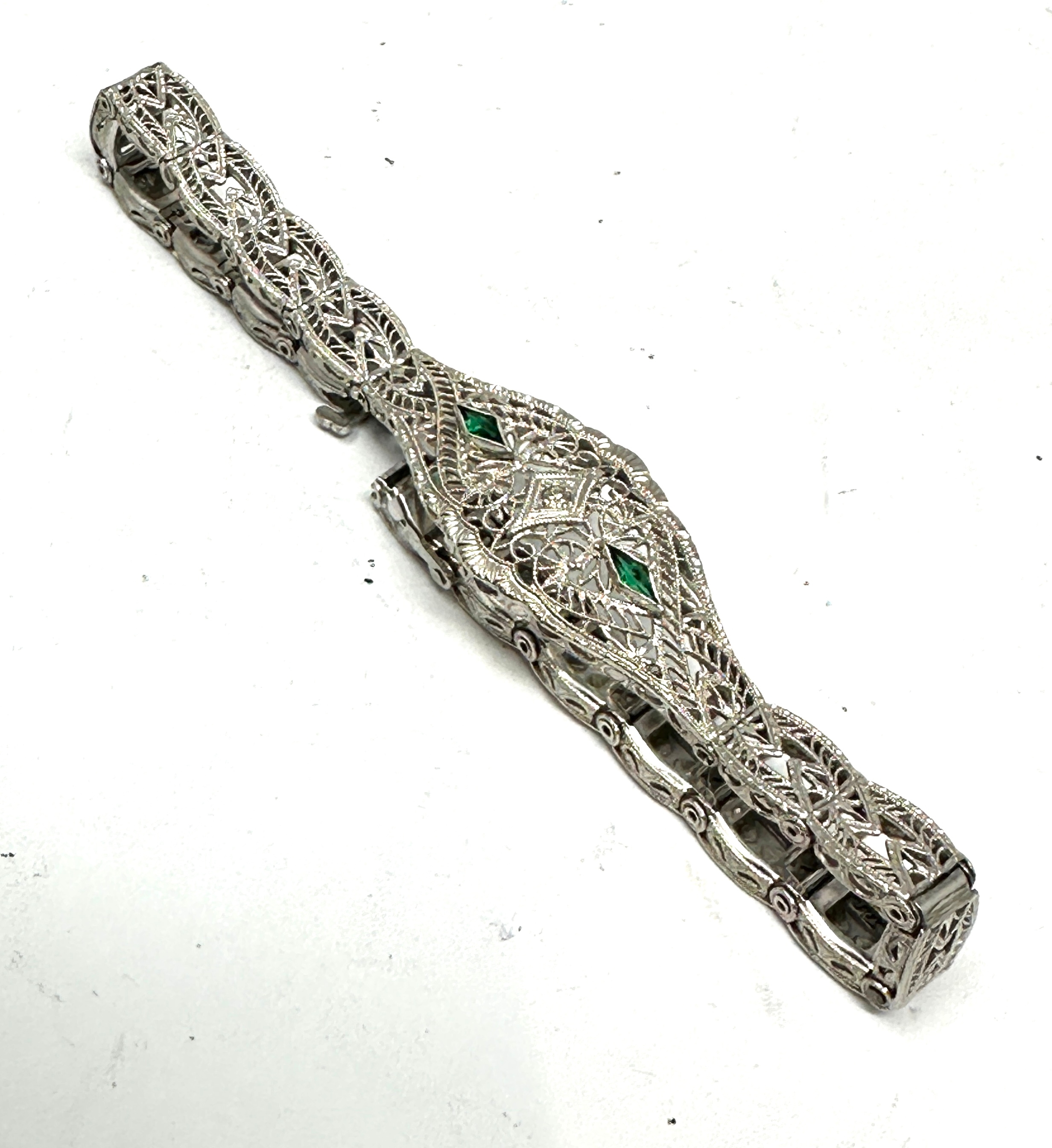 10ct white gold diamond & diopside bracelet weight 7.1g - Image 2 of 4