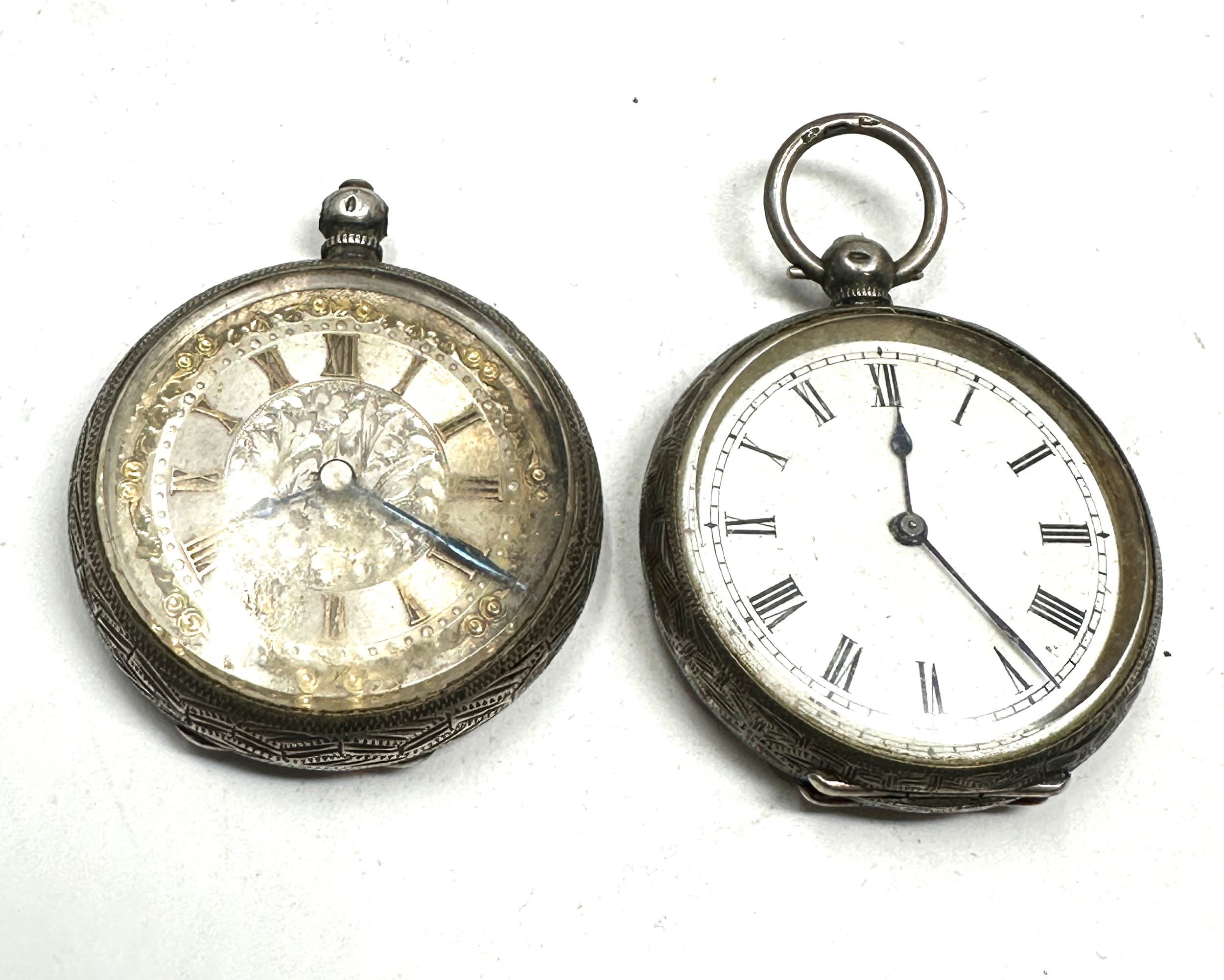 2 antique silver fob watches the watches are not ticking