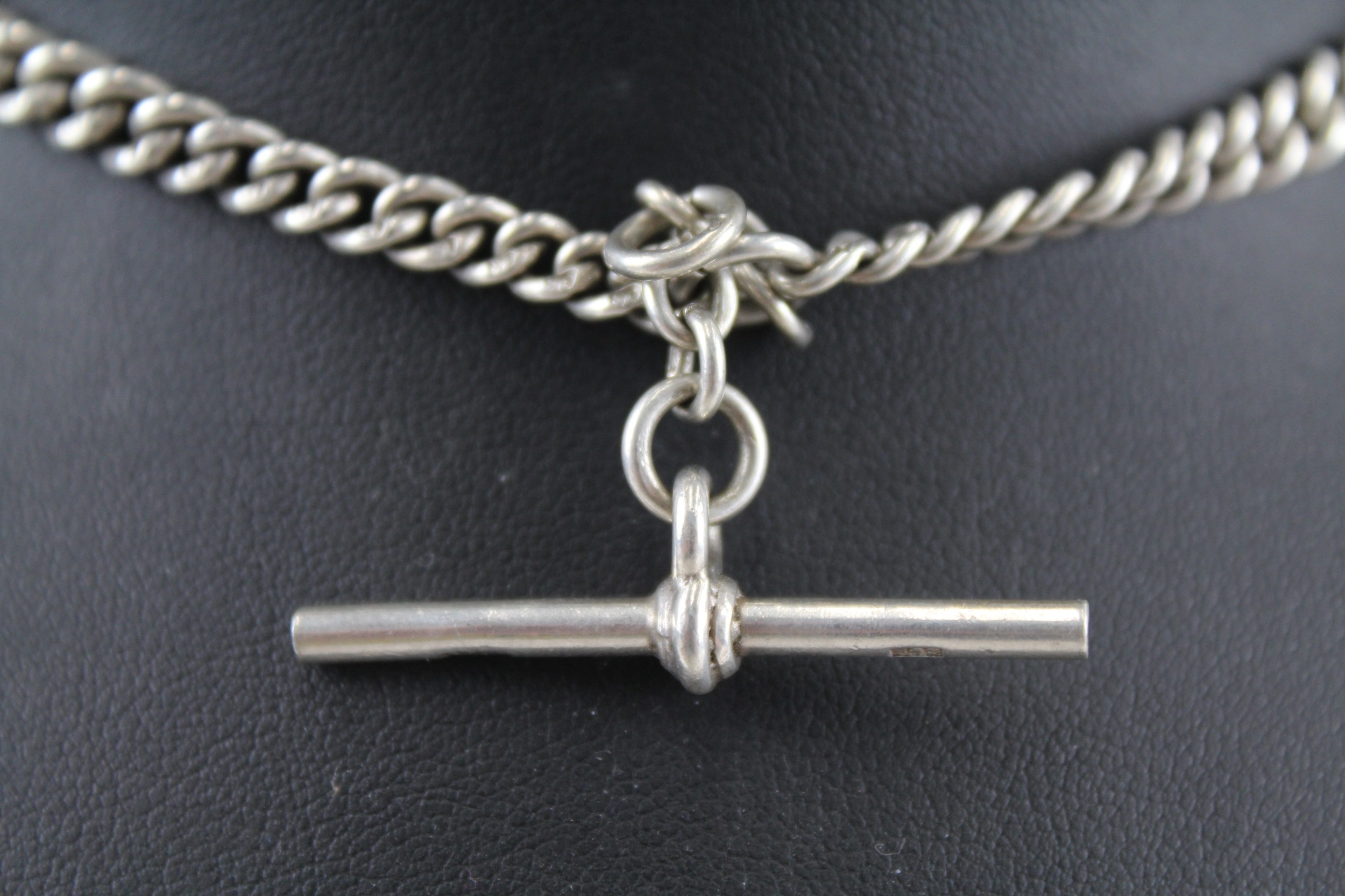 An antique silver double Albert watch chain (31g) - Image 2 of 5