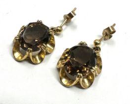 9ct gold smoky quartz earrings weight 5.1g