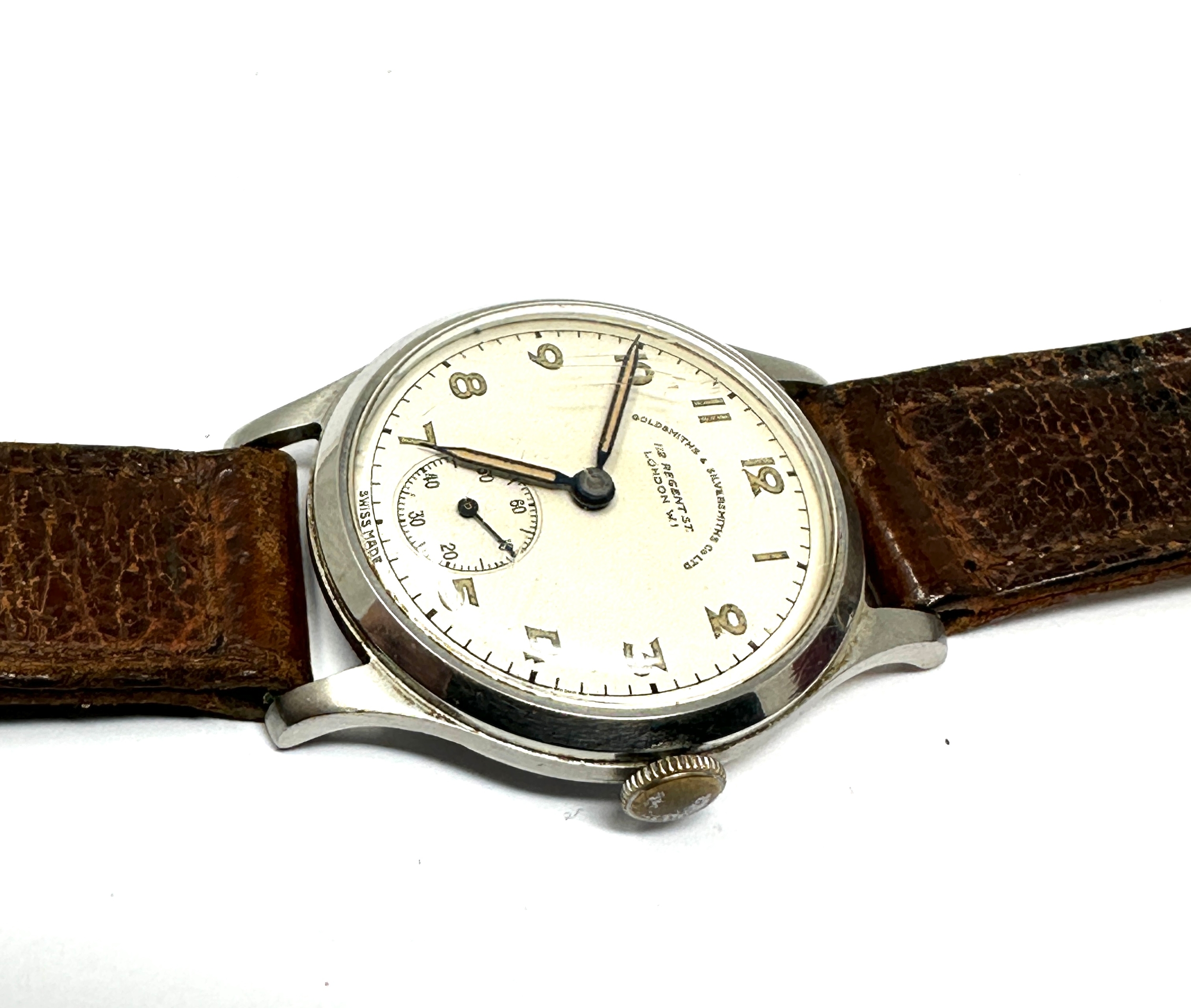 Vintage Goldsmiths and Silversmiths co Ltd gents wristwatch the watch is ticking - Image 2 of 4