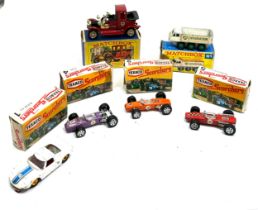 selection of vintage boxed diecast vehicles inc texaco scorchers 2 with matching boxes 1 box with