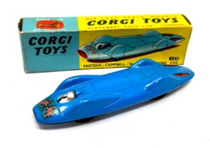 Boxed Corgi Toys 153 Proteus Campbell Bluebird Record Car Twin Flags