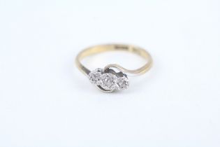 9ct gold old cut diamond three stone ring