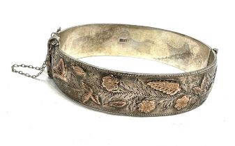 Vintage silver & gold detail cuff bangle weight 49g