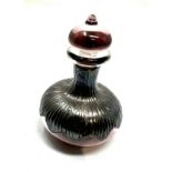 Art Glass And Silver overlay Mounted Perfume Bottle measures approx height approx 7.5cm in good