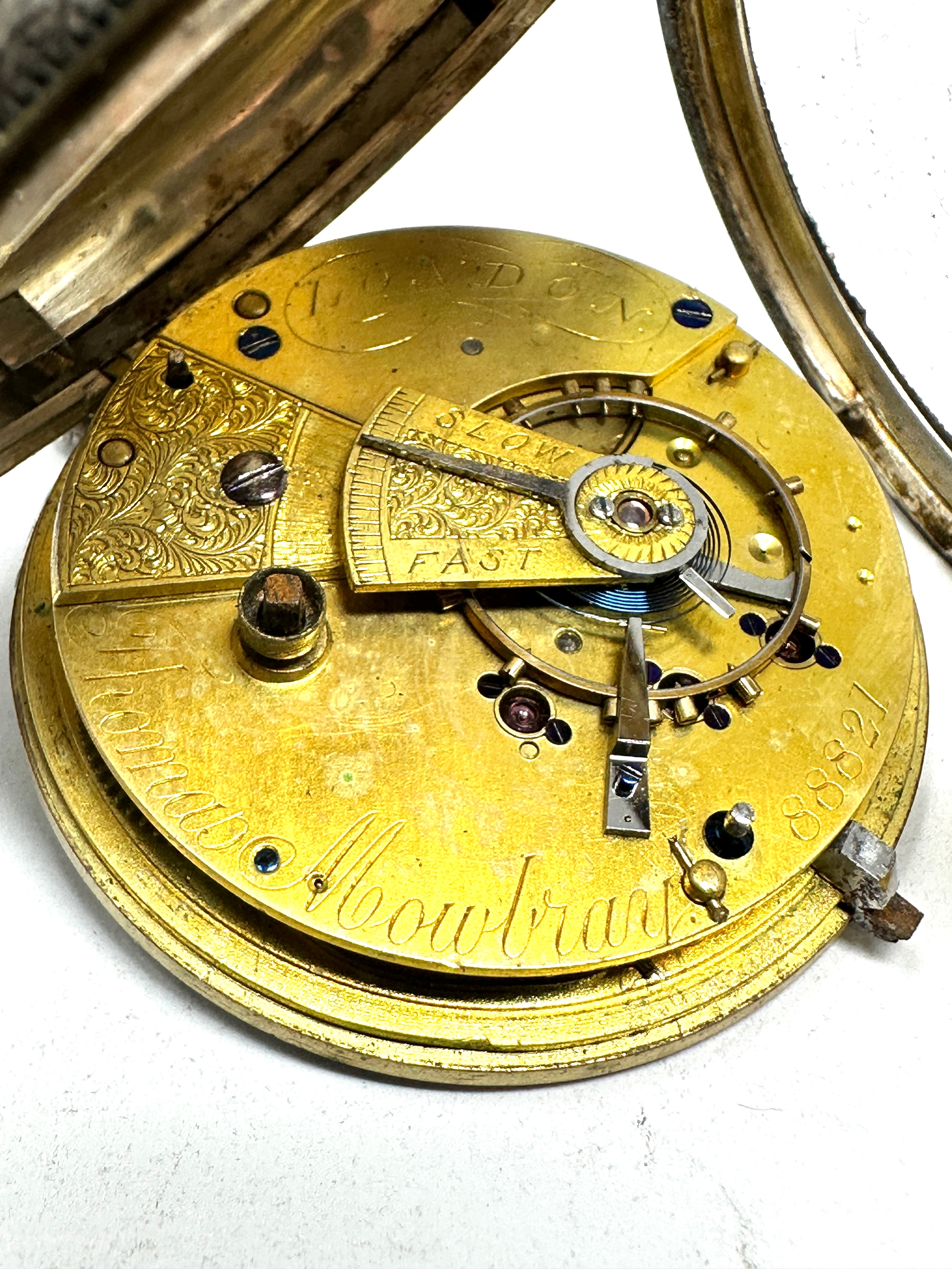 Antique silver dial open face fusee pocket watch thomas mowbray london movement the watch is ticking - Image 5 of 5