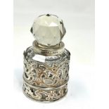 silver perfume bottle London silver hallmarks measures approx height 10cm