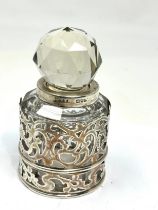 silver perfume bottle London silver hallmarks measures approx height 10cm