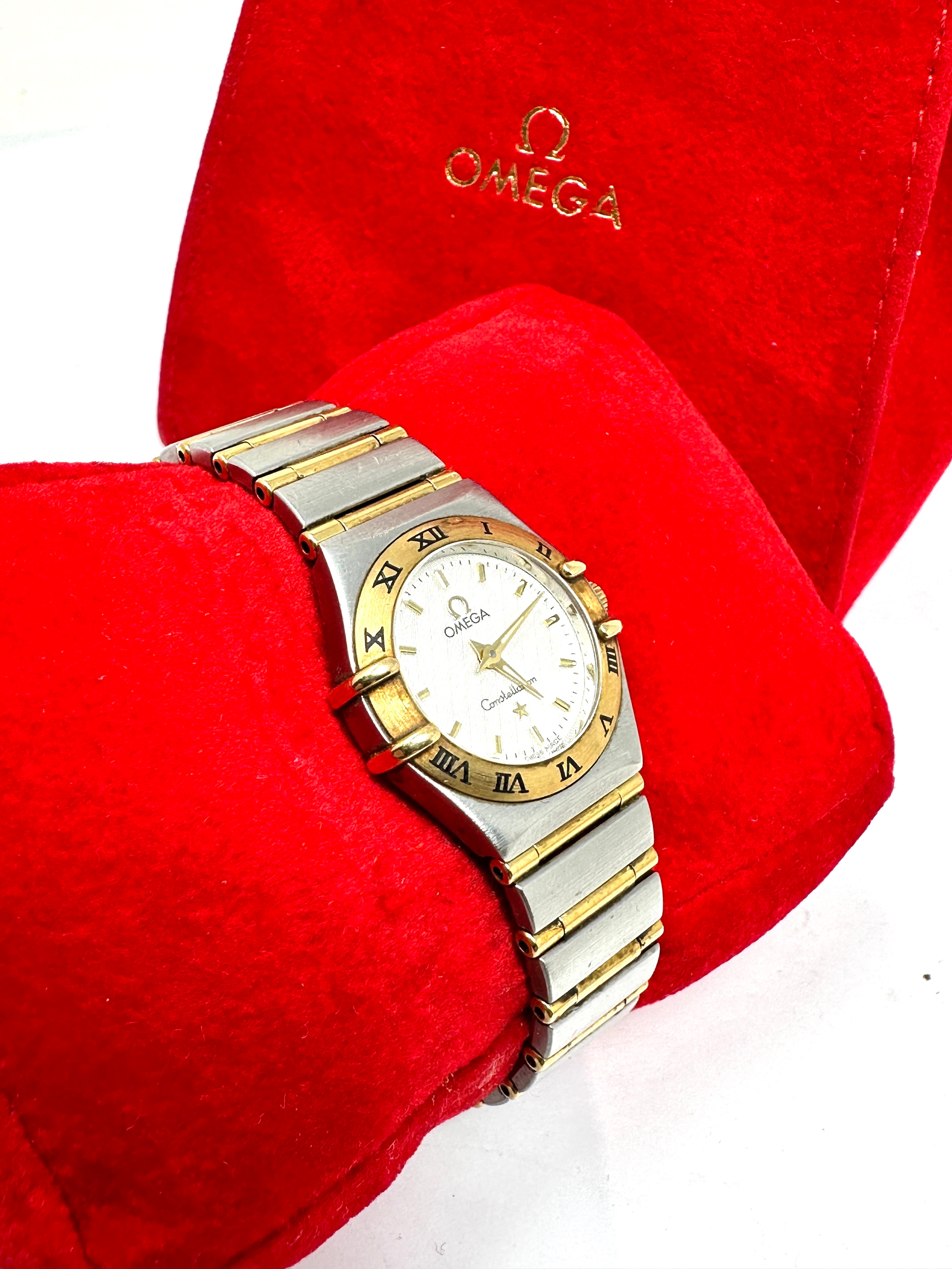 Omega constellation ladies WristWatch 18k/SS Quartz movement the watch is ticking original bag & 3 - Image 2 of 7