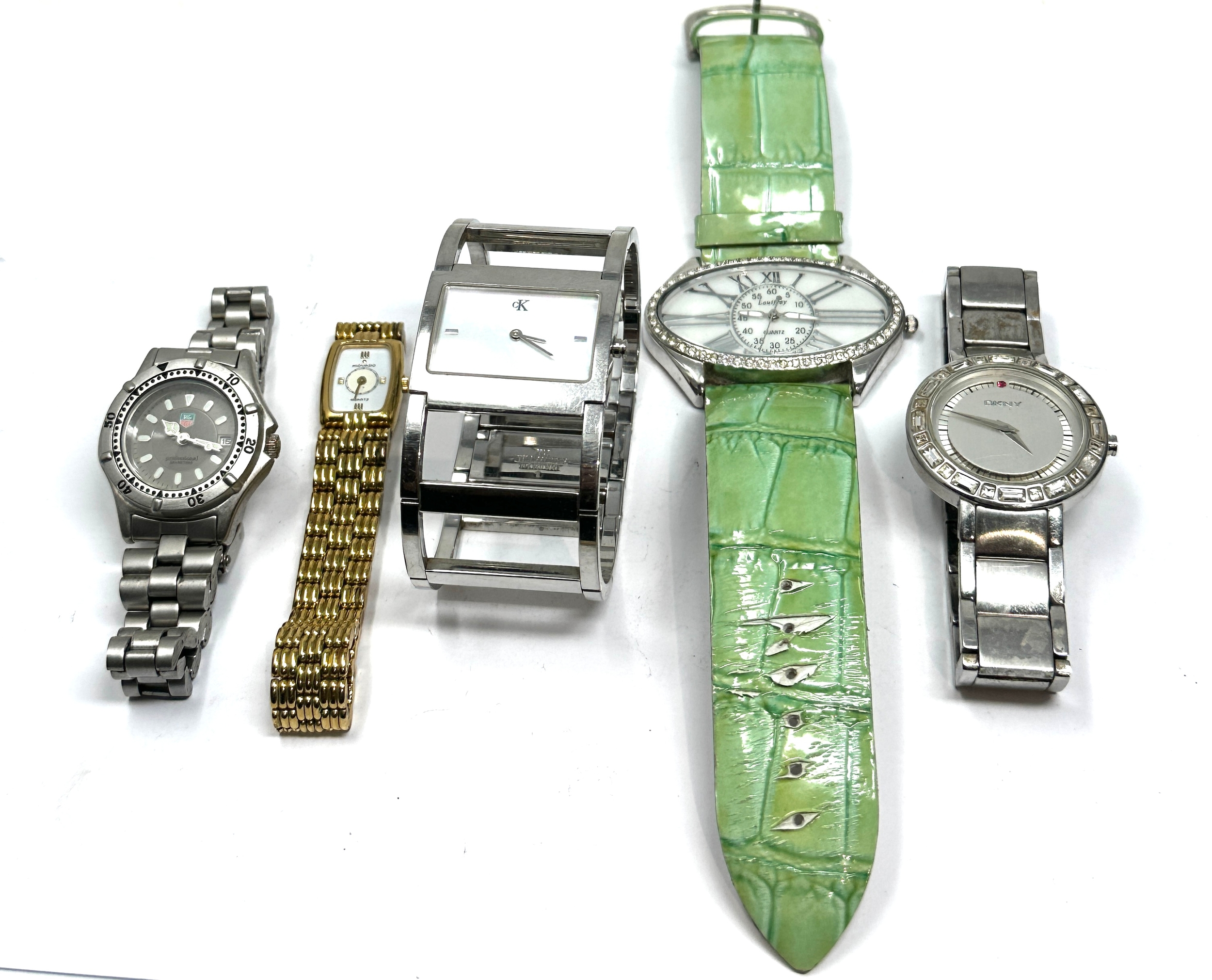 5 ladies wristwatches quartz includes calvin klein tag heuer dkny movado etc possibly need new