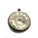 Antique silver dial open face fusee pocket watch thomas mowbray london movement the watch is ticking