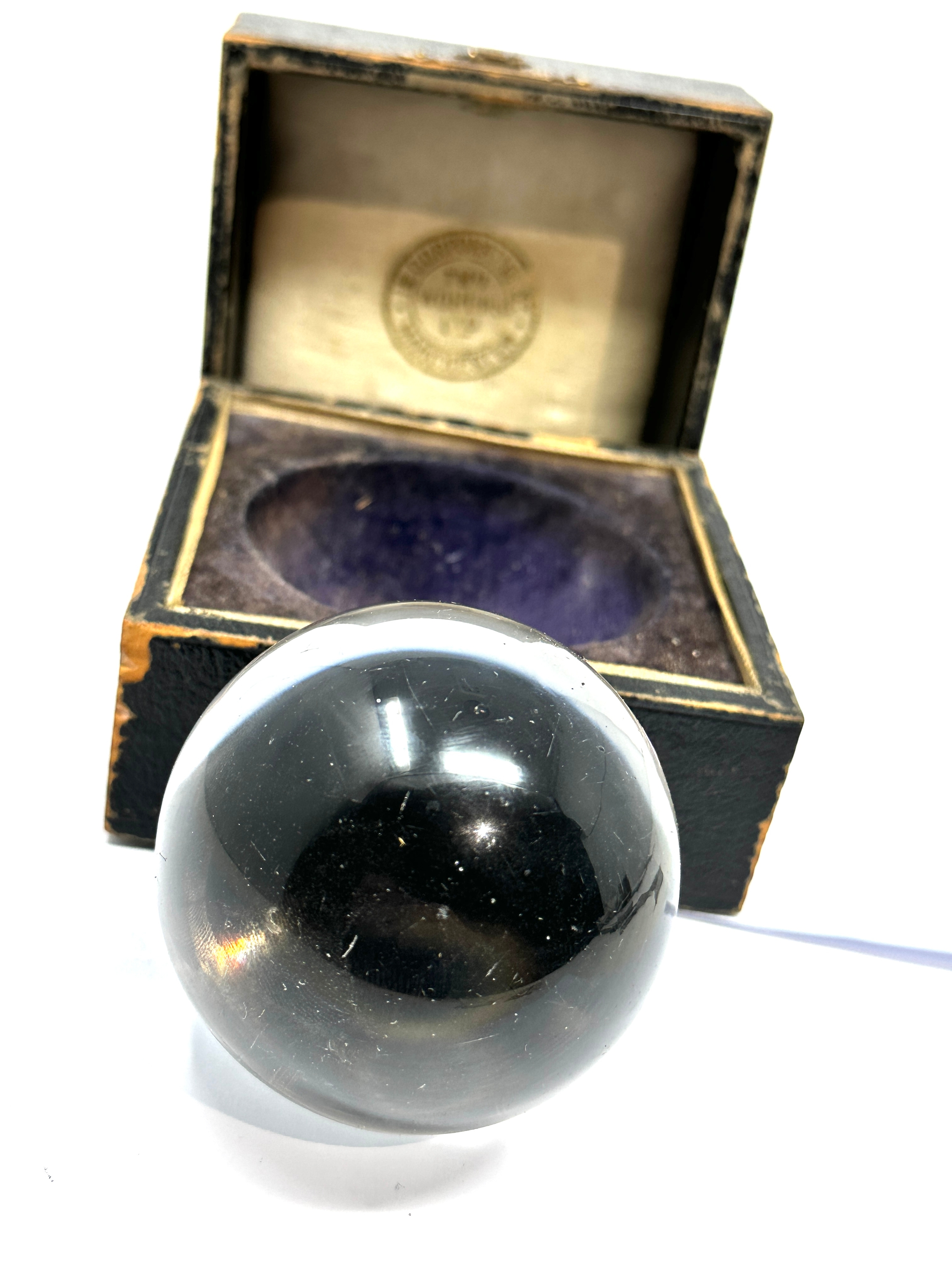 Antique Boxed Crystal Ball the ball measures approx 67mm diameter - Image 2 of 4