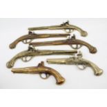 Wall Hanging Brass Pistols of Various Styles / Sizes Vintage x 6 2461g
