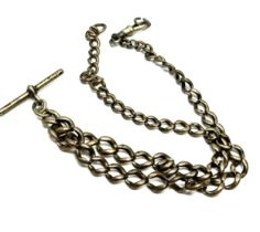 Antique silver double albert watch chain weight approx 46g