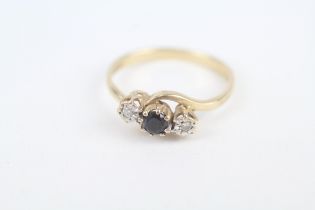 9ct gold diamond & sapphire three stone ring