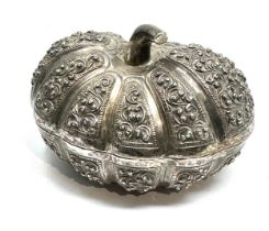 Antique asian silver pumpkin box measures approx 8.7cm wide height 6.3cm
