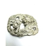 vintage silver chinese dragon buckle measures approx 6cm by 5cm