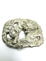 vintage silver chinese dragon buckle measures approx 6cm by 5cm