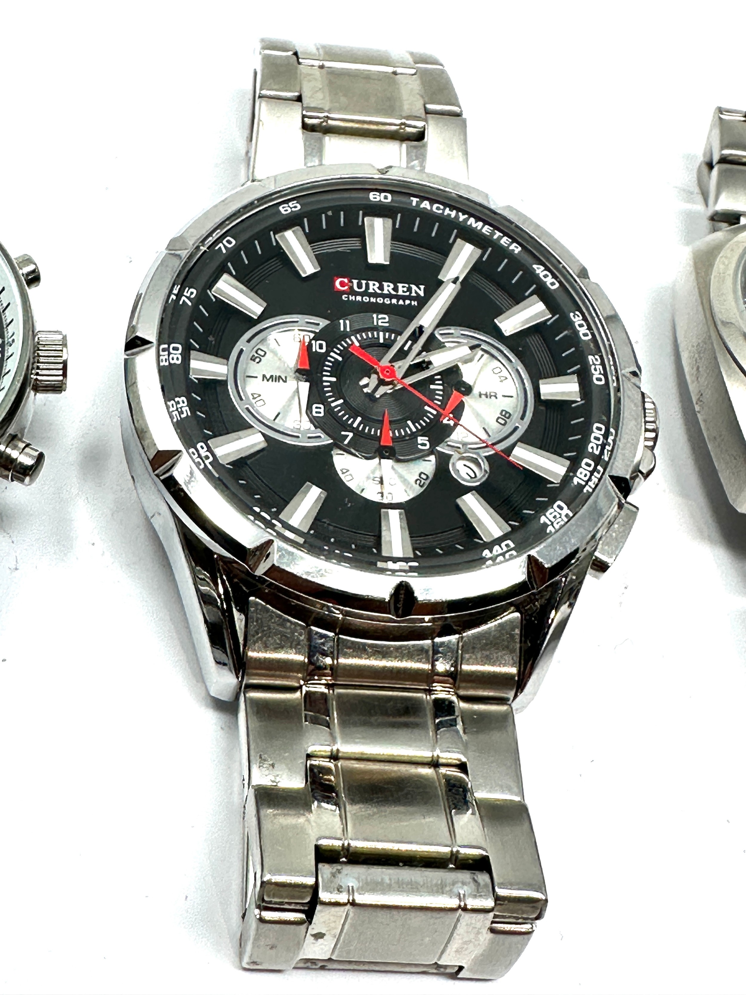 selection of gents chronograph quartz wristwatches inc TCM , Curren & skalon all will need new - Image 3 of 4