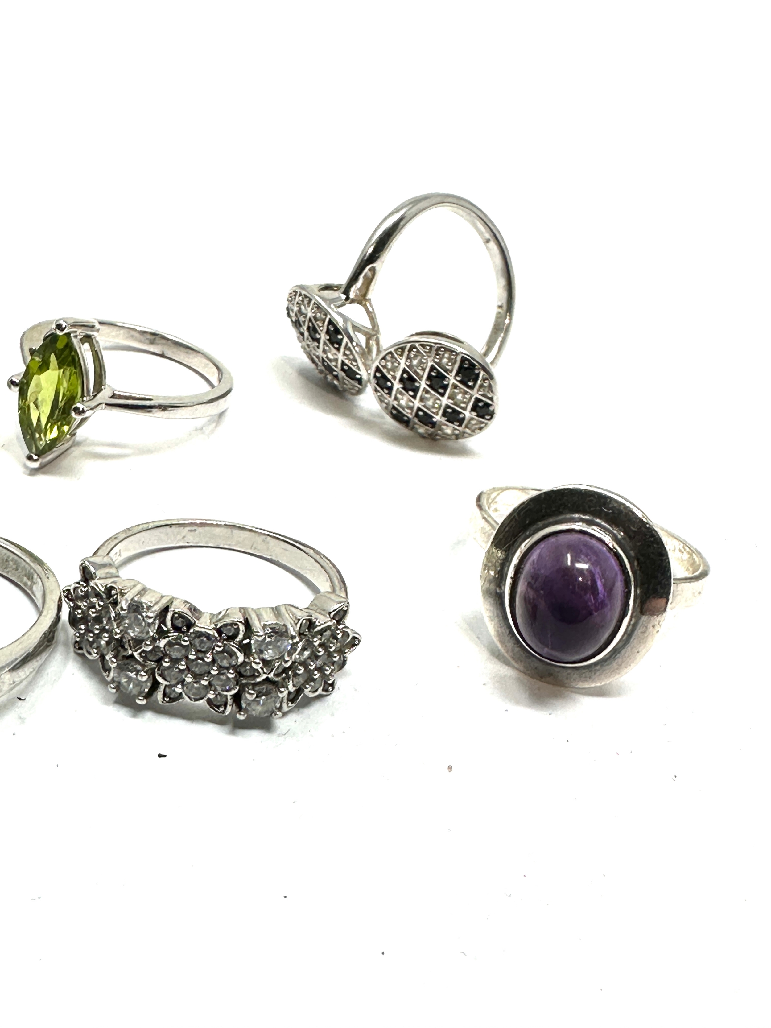 6 silver gemstone set rings - Image 3 of 3