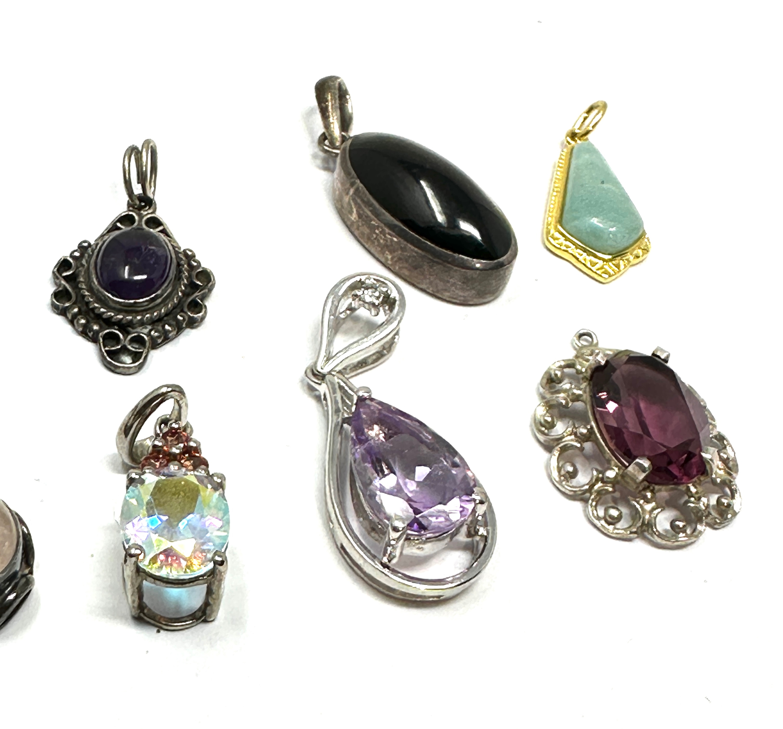 selection of silver & gemstone set pendants weight 26g - Image 3 of 3