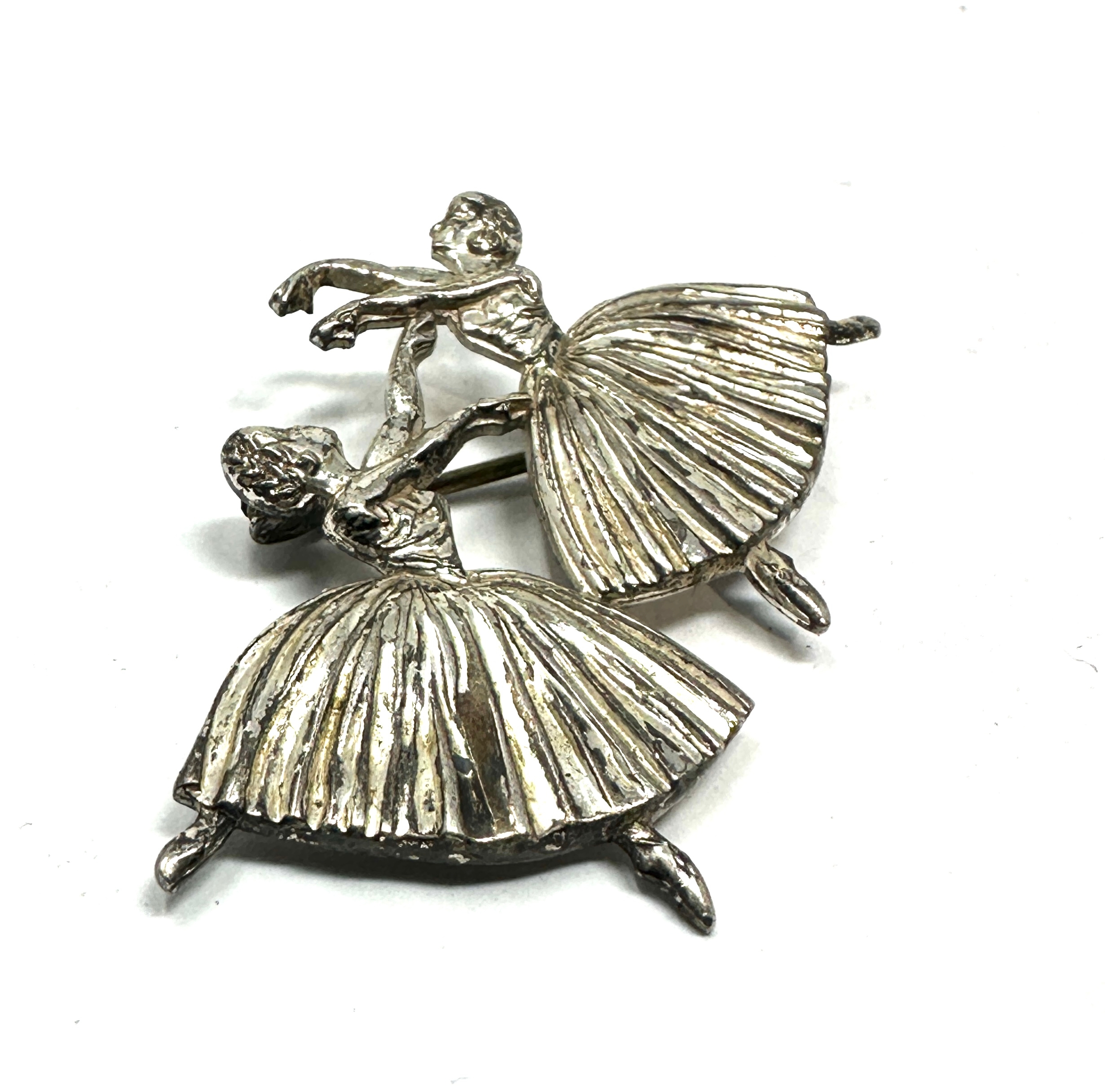 Pretty Silver Double Ballerina Brooch Birmingham 1950s designed by Frederick Massingham - Image 2 of 4