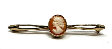 Vintage 9ct gold cameo bar brooch weight 3.9g