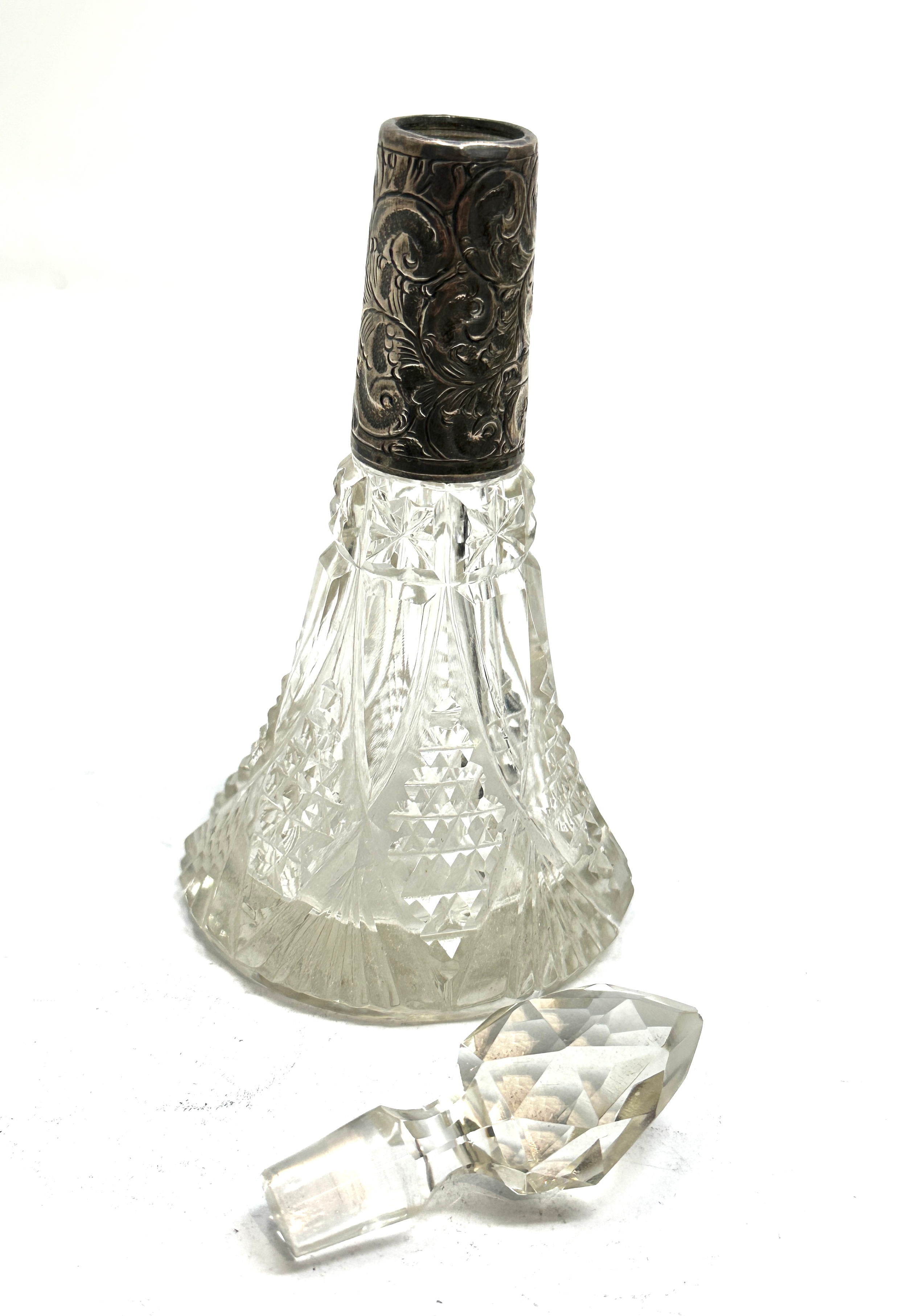 antique silver & cut glass perfume bottle measures approx height 17cm - Image 2 of 4