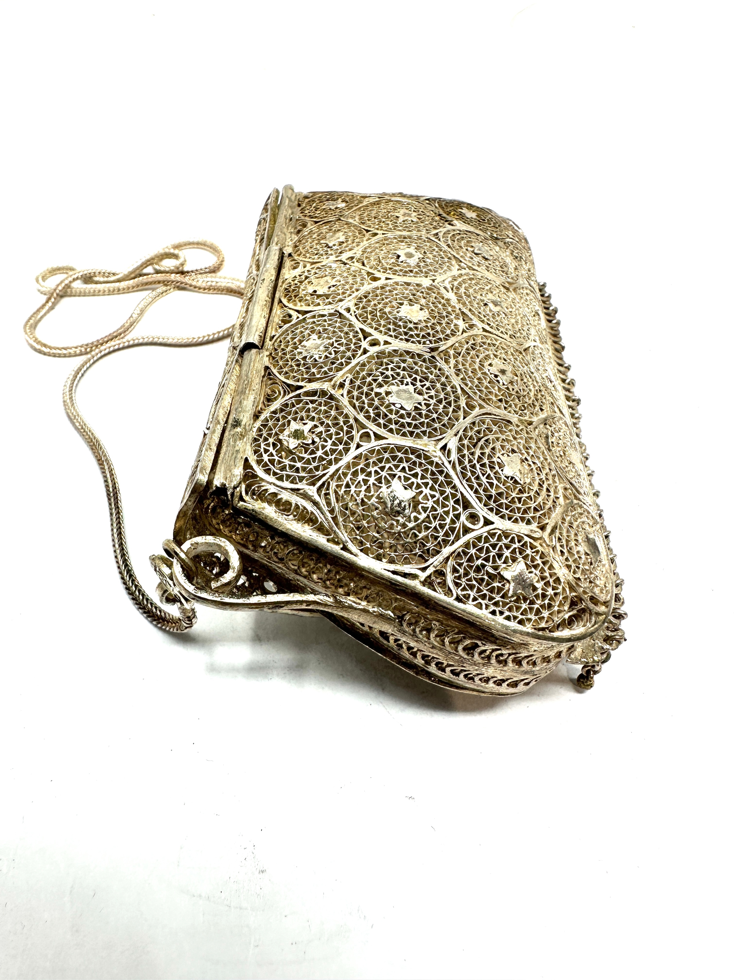 Silver Filigree Purse Bag marked BJI xrt tested as 925 silver weight 123g - Image 3 of 5