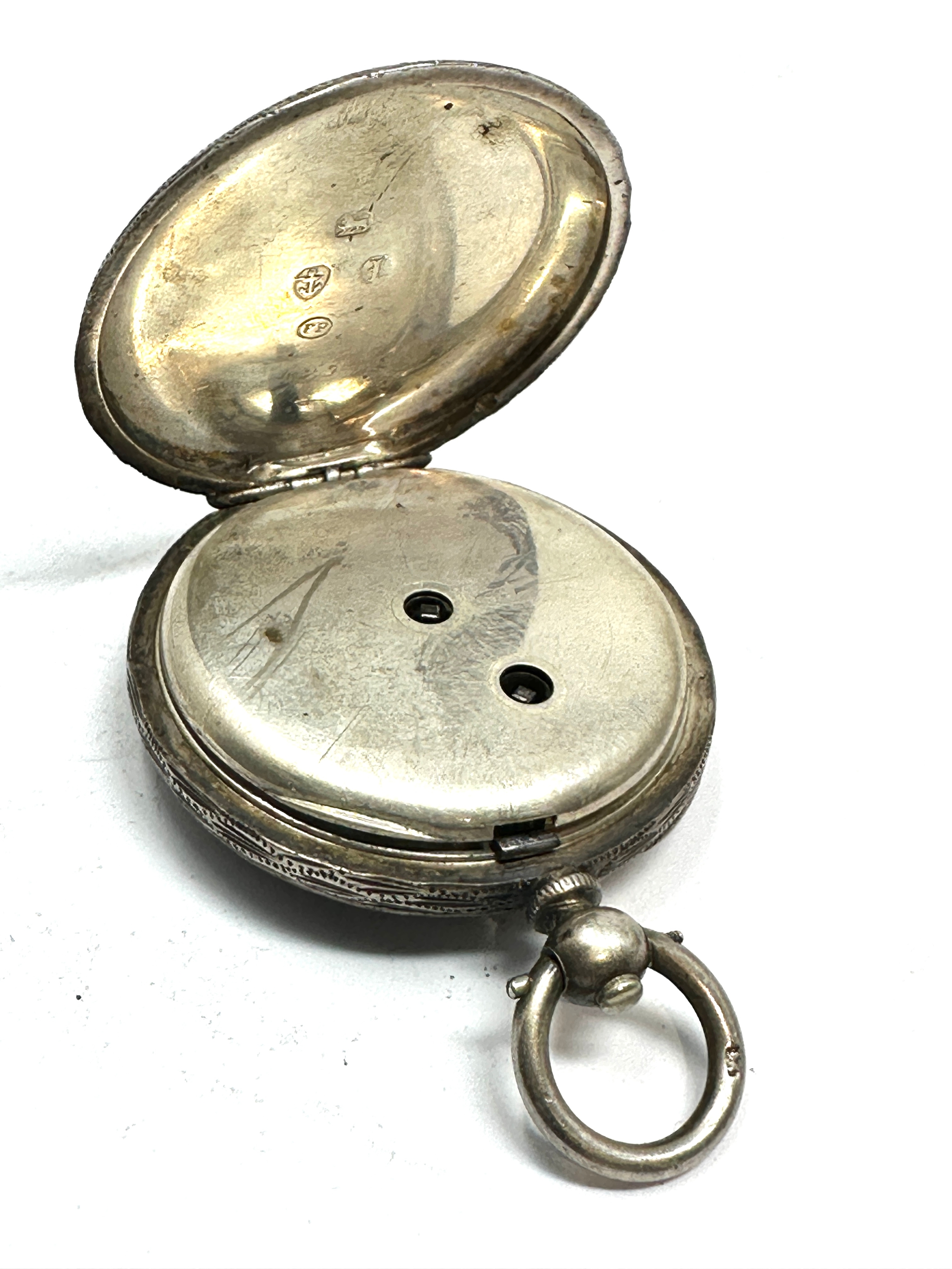 Antique silver fob watch the watch is not ticking - Image 3 of 4