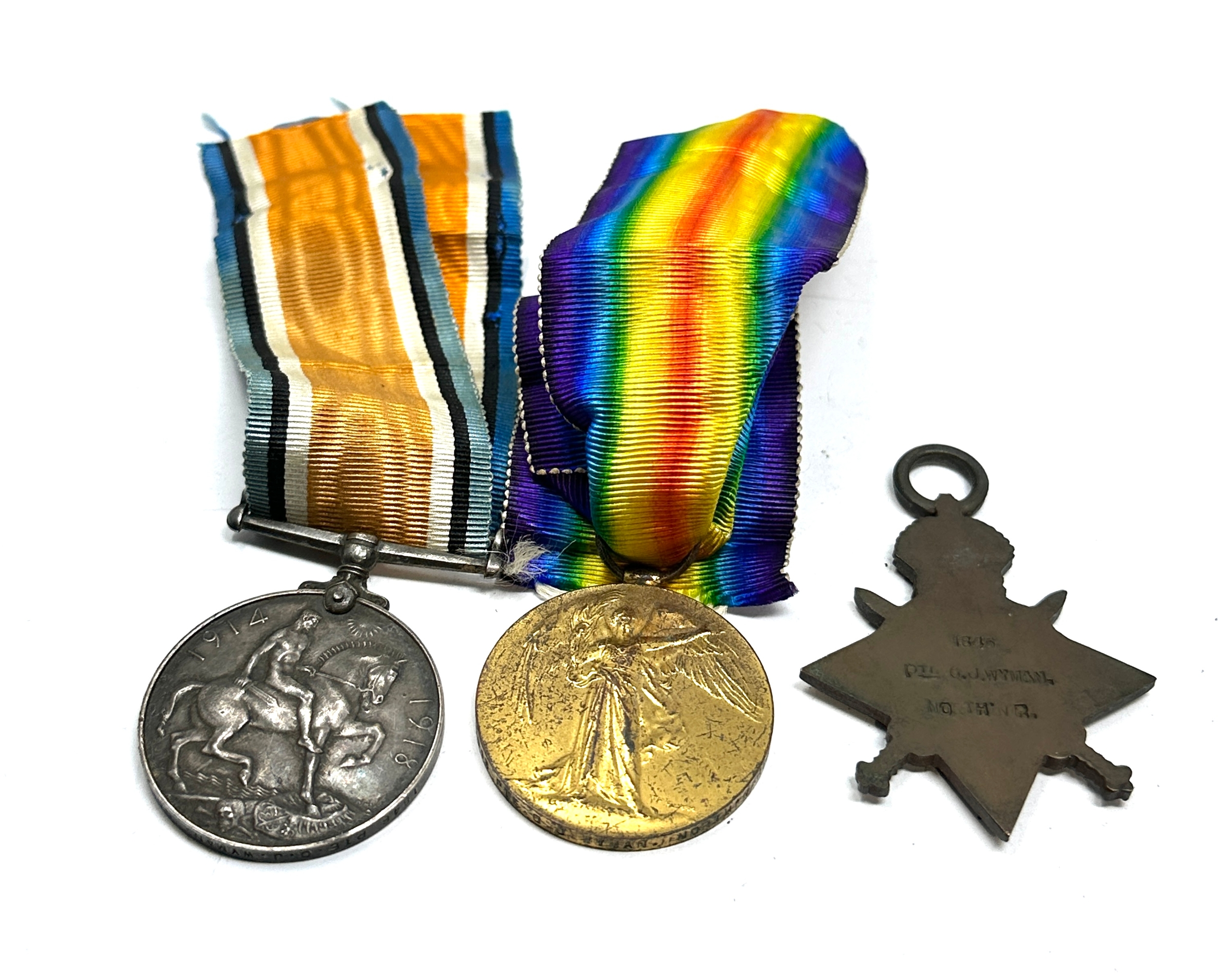 ww1 trio medals K.I.A 1845 PTE O.J.WYMAN Northampton reg - Image 4 of 5