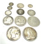 selection of silver victorian coins half crowns florin shilling sixpence & threepence coins weight