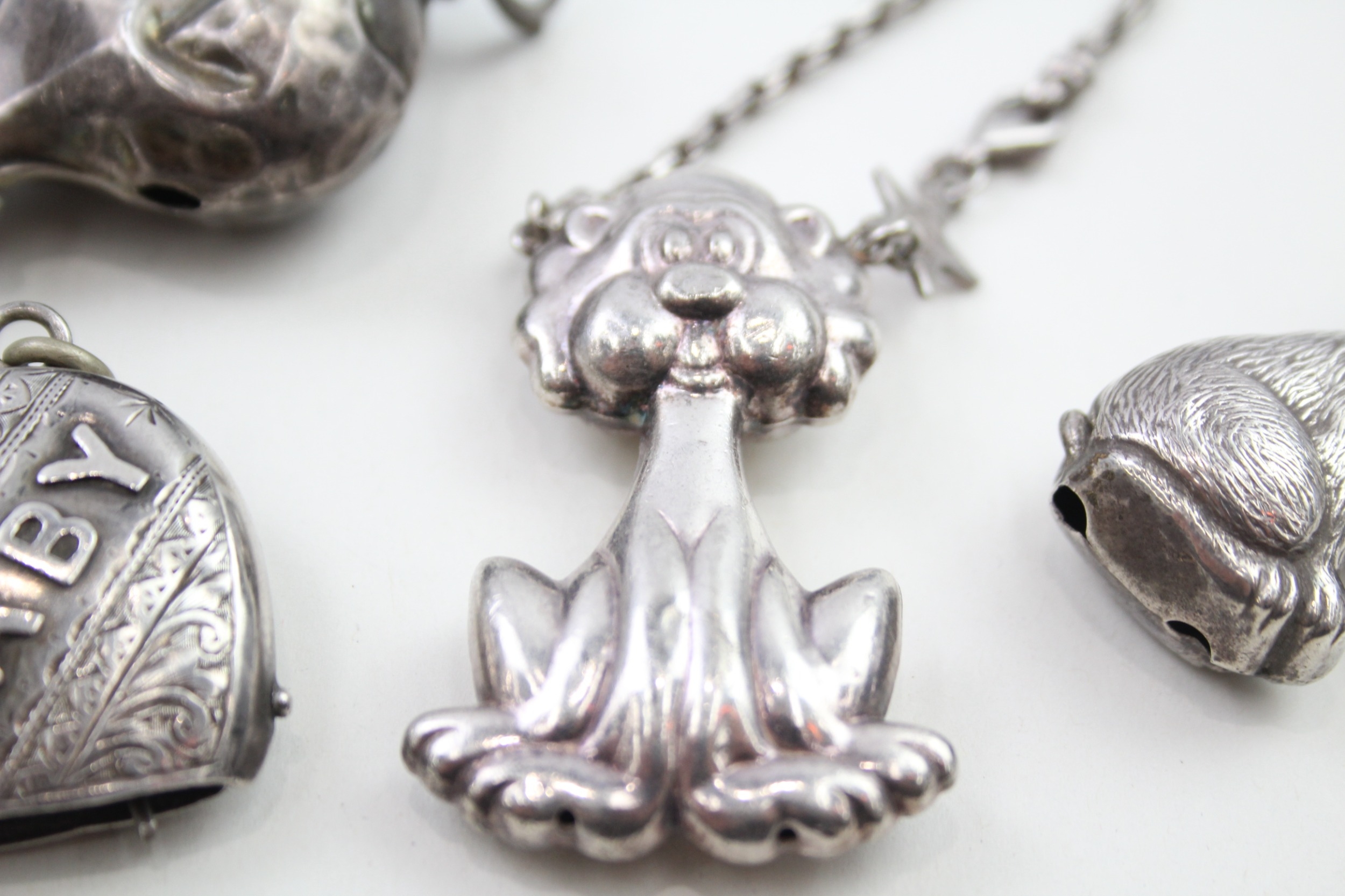 4 x .925 sterling silver baby rattles - Image 5 of 8