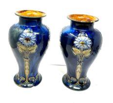 Large antique pair of royal doulton stone ware vases measure approx height 26cm in good condition