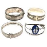 Selection of 4 vintage silver bangles & bracelets weight 90g